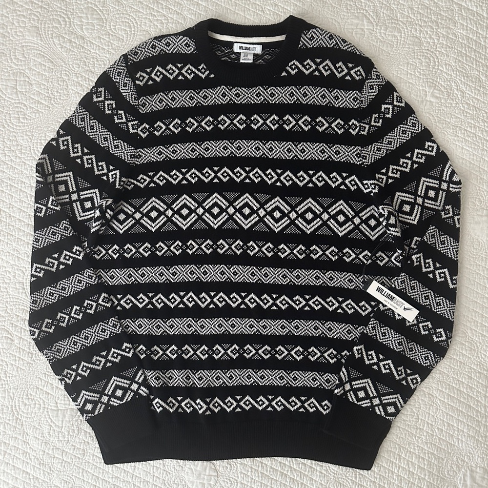 William Rast Men's Fair Isle Crewneck Sweater 100% Cotton NWT XL